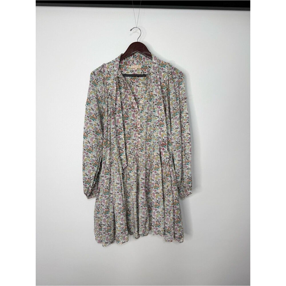 byTiMo Floral Long-Sleeve Mini Dress in Multi-Color XS